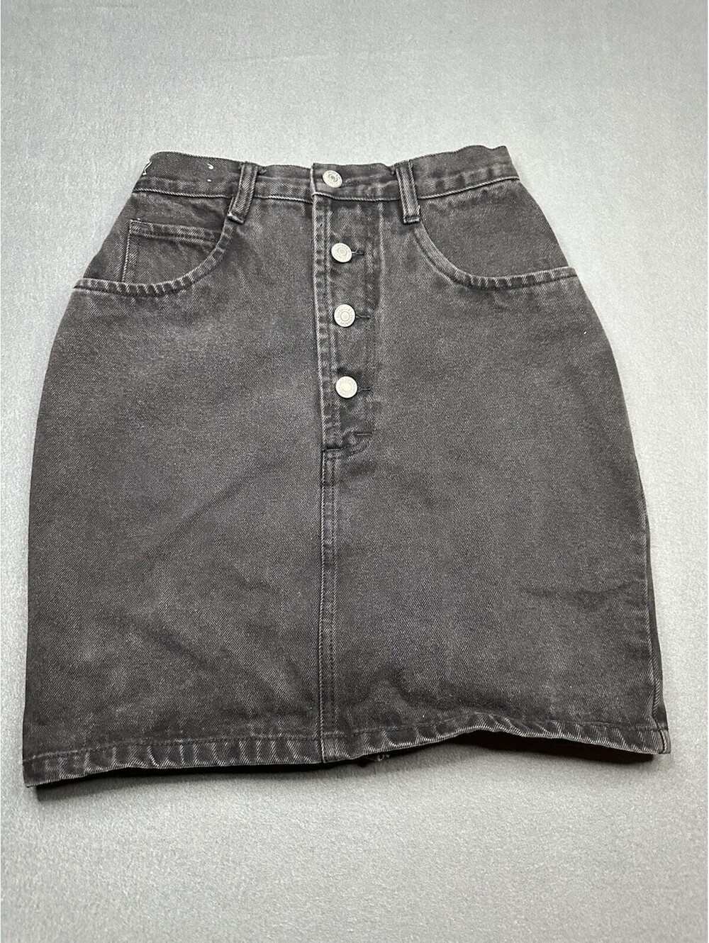 Vintage Jordache Button Fly Black Faded Skirt Size 9/10